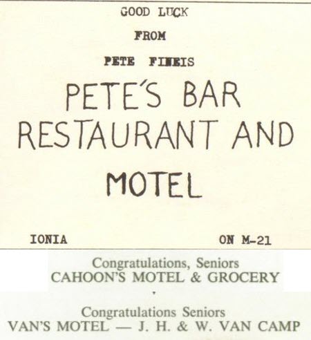 Unknown Ionia Motel - 1959 High School Yearbook Motel Names
